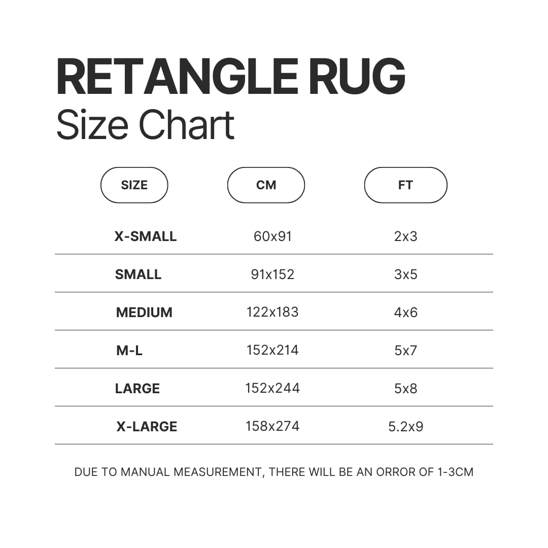 Retangle Rug Size Chart - Tekken Merch