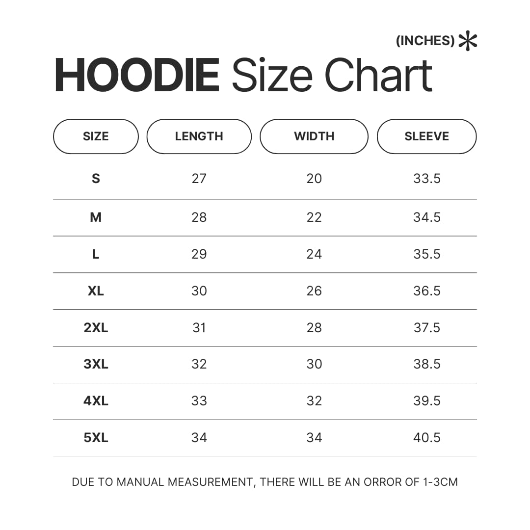 Hoodie Size Chart - Tekken Merch