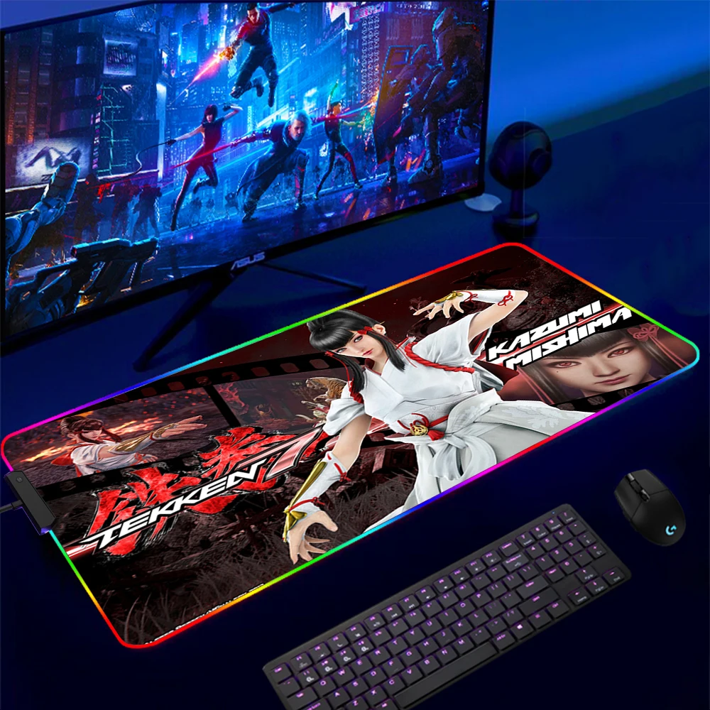 Mouse Pad Gamer Tekken 7 Jin Kazama RGB Gaming Mousepad Soft High Density Rubber Foam Mouse 15 - Tekken Merch