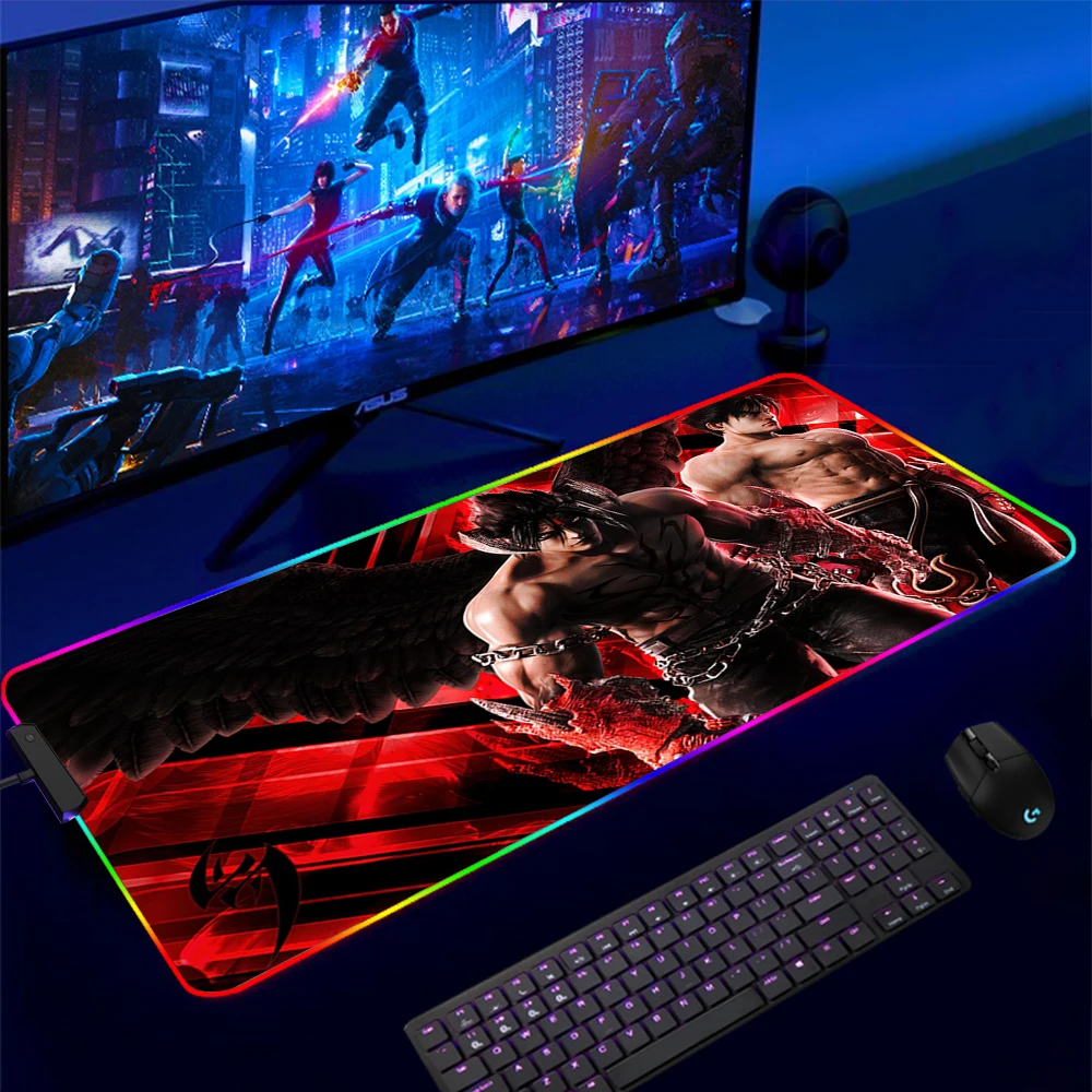 Mouse Pad Gamer Tekken 7 Jin Kazama RGB Gaming Mousepad Soft High Density Rubber Foam Mouse - Tekken Merch