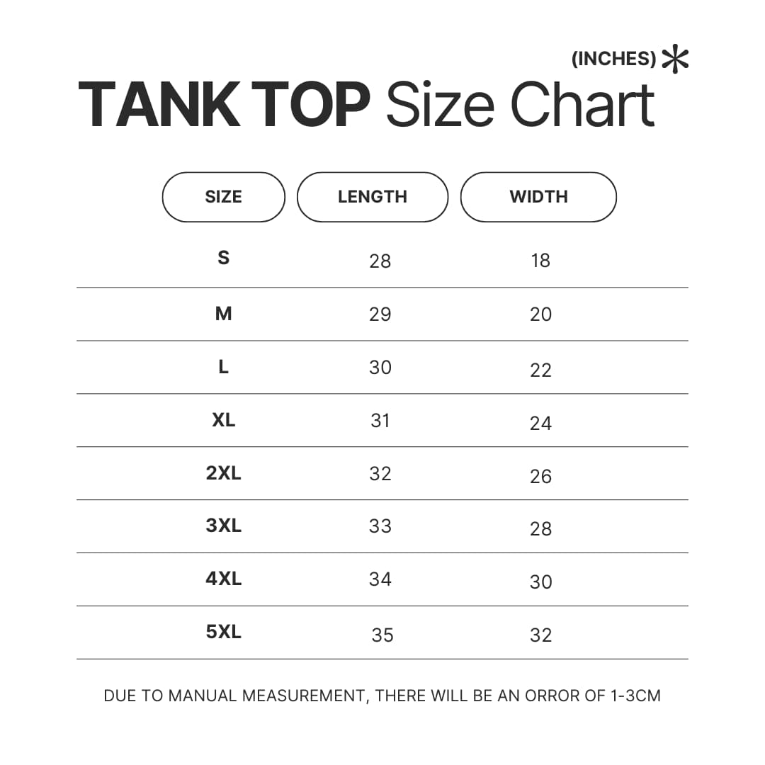 Tank Top Size Chart - Tekken Merch